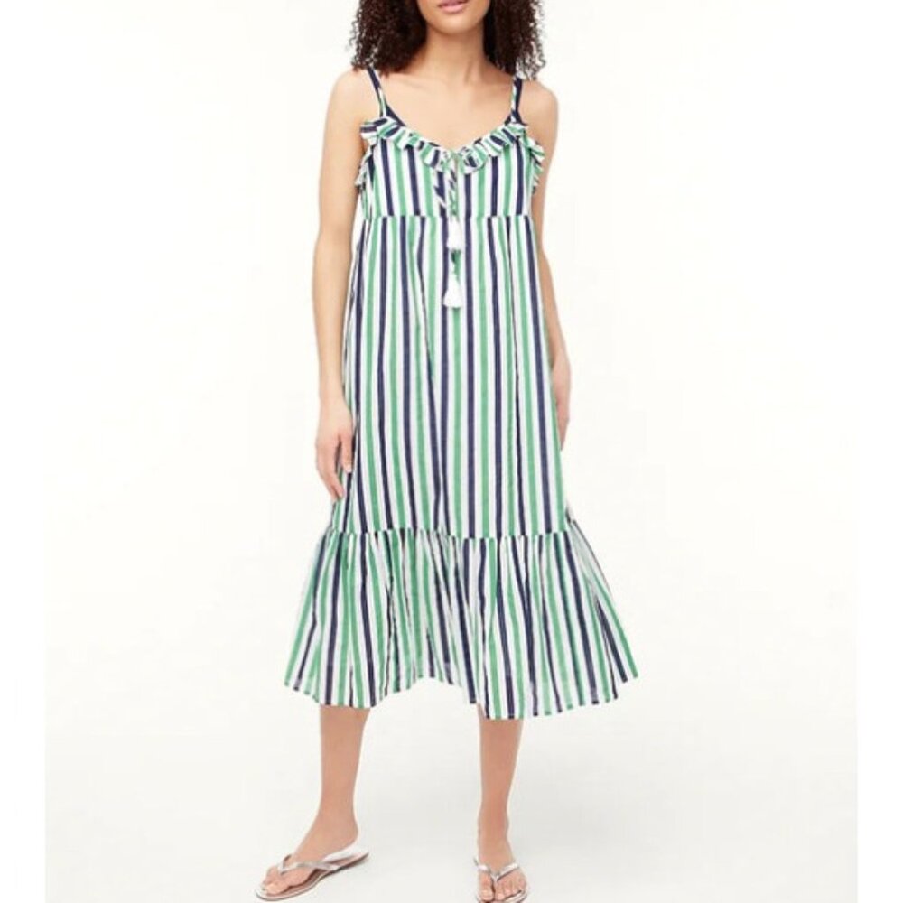 NWT  J.Crew Factory Women's Ruffle Tiered Maxi Cover-Up Dress  Sz MEDIUM